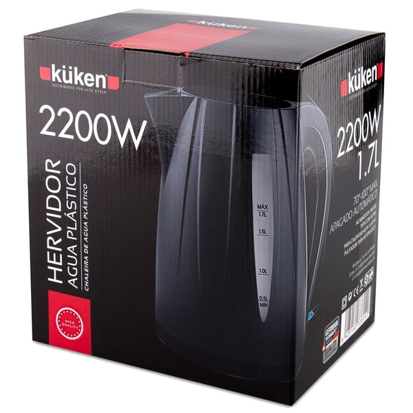 Küken 33604 elkedel 1,7 L 2200 W Sort