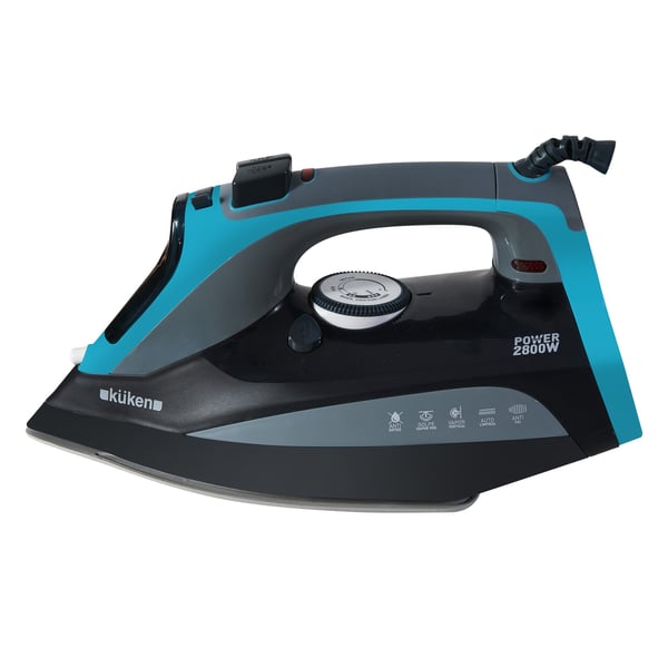 Küken 34087 strygejern Tør & dampstrygejern Rustfri strygesål 2800 W Sort, Blå