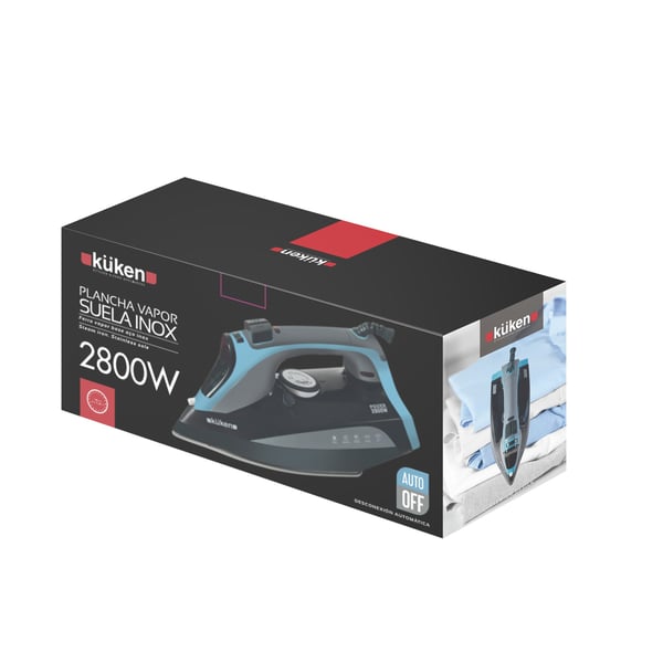 Küken 34092 strygejern Tør & dampstrygejern Rustfri strygesål 2800 W Sort, Blå
