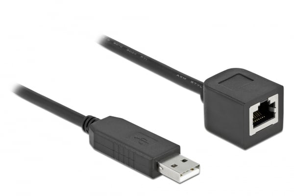 Miniatyrbild 1 av 2: DeLOCK 64164 seriella kablar Svart 1 m USB Type-A RJ-45