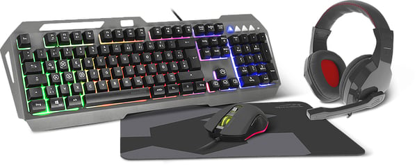 SPEEDLINK LUNERA 4in1 tangentbord Mus inkluderad Spela USB QWERTZ tyska Svart