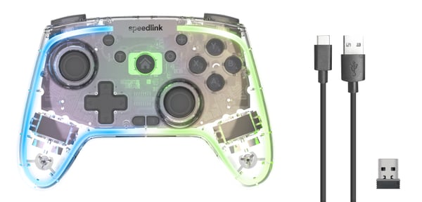 Miniatyrbillede 6 af 9: SPEEDLINK RAIT NX Transparent Bluetooth/RF/USB Gamepad Analog/digital PC, Android, Nintendo Switch Lite, Nintendo Switch OLED, Playstation 3