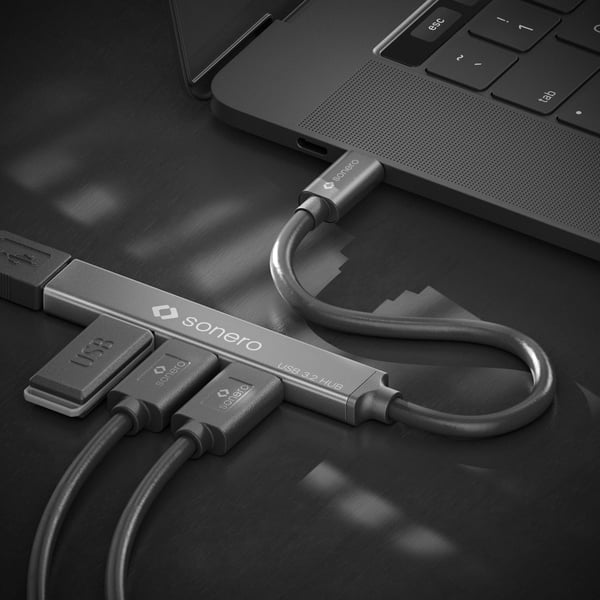 sonero S-UH110-005 gränssnittshubbar USB 3.2 Gen 1 (3.1 Gen 1) Type-C 5000 Mbit/s Svart, Grå