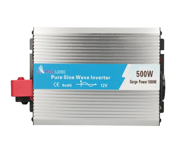 Pikkukuva 7 / 7: Extralink CAR VOLTAGE CONVERTER 12V - 230V, 500W, PURE SINUS OPIP-500W virta-adapteri ja vaihtosuuntaaja Auto Alumiini, Musta, Hopea