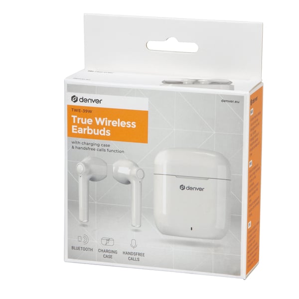 Denver TWE-39W hovedtelefoner/headset True Wireless Stereo (TWS) I ørerne Opkald/musik Bluetooth Hvid