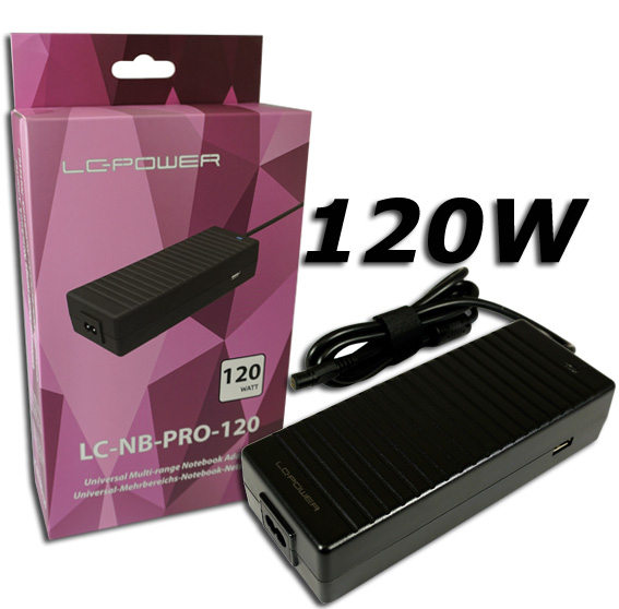 LC-Power LC-NB-PRO-120 virta-adapteri ja vaihtosuuntaaja Sisätila 120 W Musta