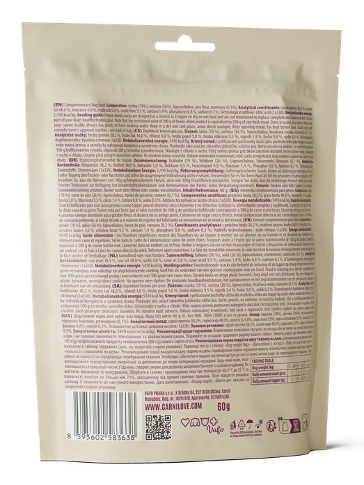 CARNILOVE FREEZE DRIED Hund Snacks Tyrkiet 60 g