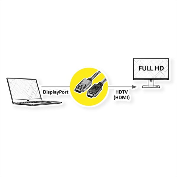 ROLINE 11445781 2 m DisplayPort HDMI Svart