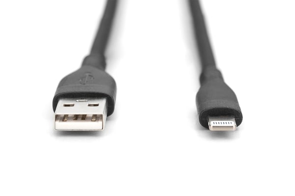 Miniatyrbillede 4 af 5: DIGITUS Lightning Silikone Tilslutningskabel, USB-A - Lightning 1m, sort