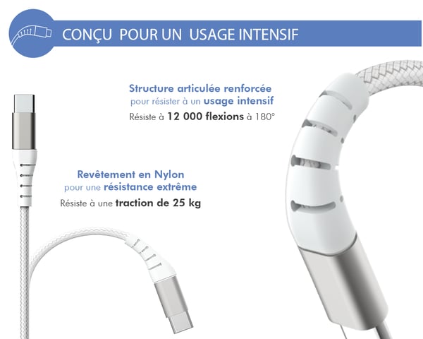 Miniatyrbillede 4 af 5: FORCE CASE FPLIAC1M2RW kabel til mobiltelefon Hvid
