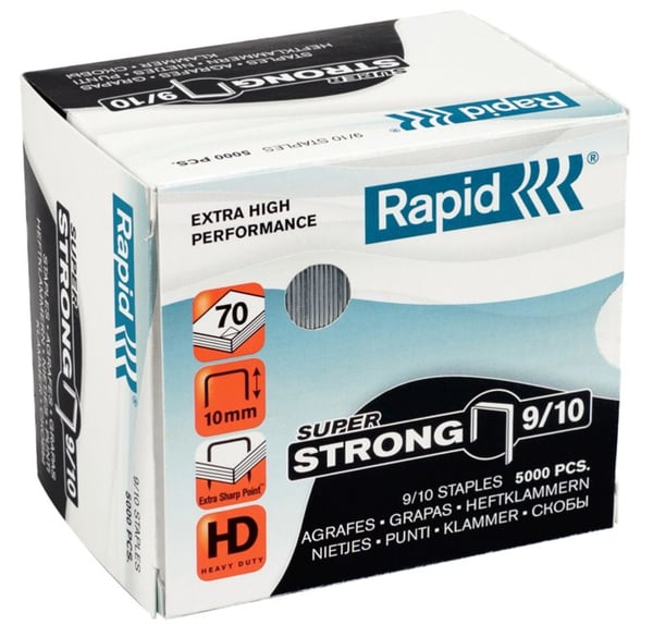 Rapid Hæfteklammer SuperStrong 9/10 galvaniseret æske a 5.000
