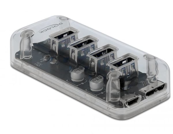 Miniatyrbild 1 av 3: DeLOCK 64087 gränssnittshubbar USB 3.2 Gen 1 (3.1 Gen 1) Micro-B 5000 Mbit/s Transparent