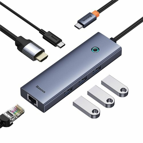 Baseus UltraJoy 6-Port Langallinen USB 3.2 Gen 1 (3.1 Gen 1) Type-C Harmaa
