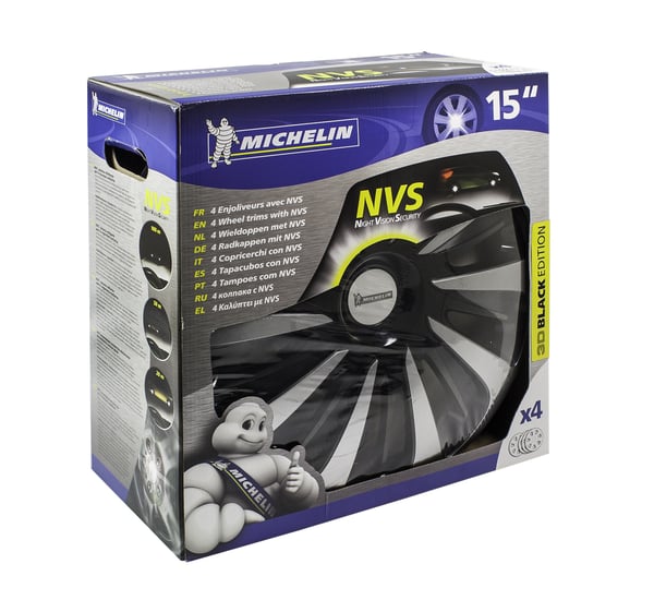Miniatyrbild 7 av 7: MICHELIN 9122 navkapsel 38,1 cm (15") Akrylnitrilbutadienstyren (ABS) Svart, Silver 4 styck