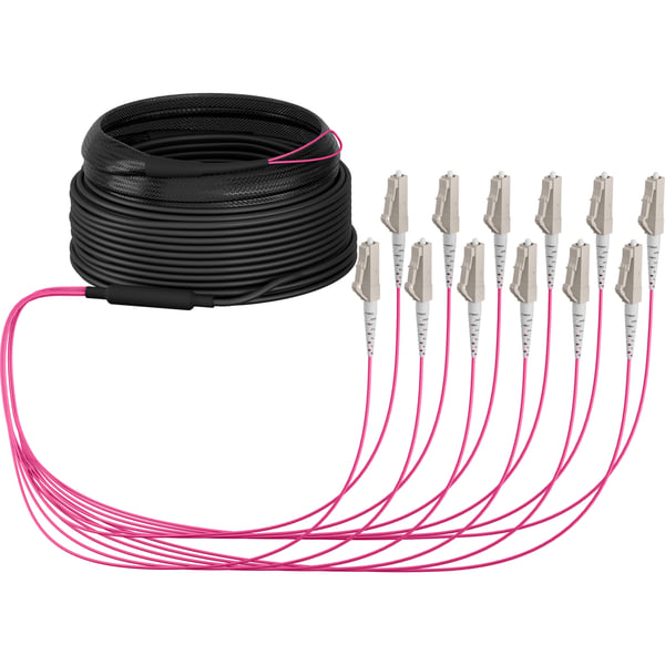 Miniatyrbillede 1 af 5: EFB Elektronik O8342S20OM4 InfiniBand og fiberoptisk kabel 20 m 12x LC U-DQ(ZN) BH Beige, Sort