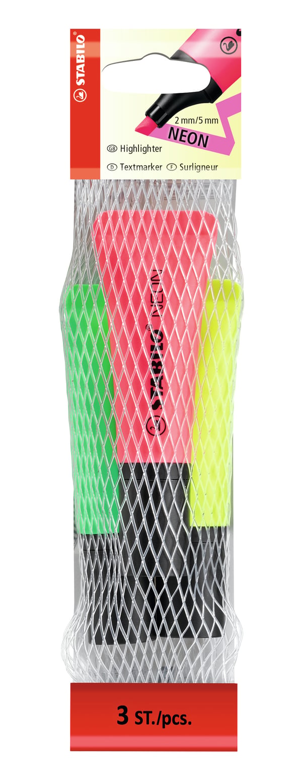 STABILO NEON tussi 3 kpl Taltan pää Monivärinen
