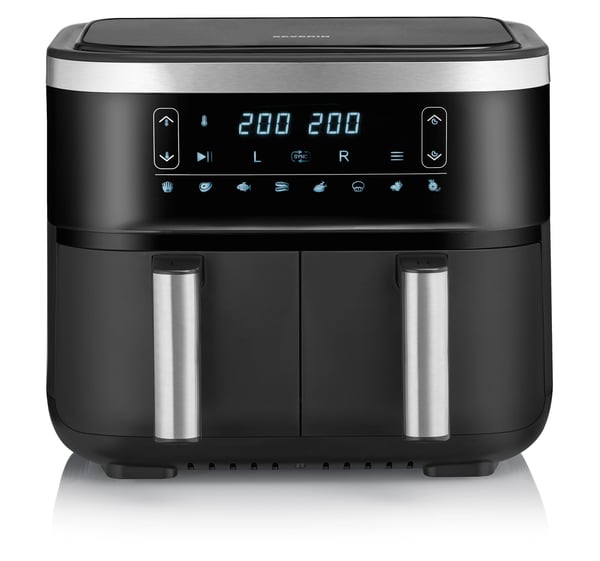 Severin FR 2453 frituregryde Dobbelt 3,25 L Enkeltstående 2850 W Varmluftsteger Sort, Sølv