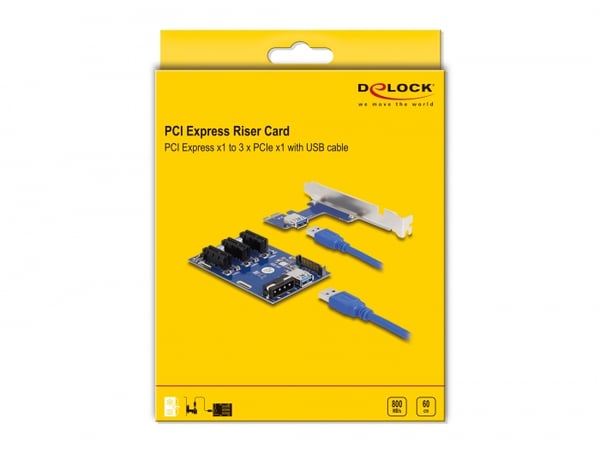 Miniatyrbild 2 av 5: DeLOCK 41442 nätverkskort/adapters Intern PCIe, SATA, USB 3.2 Gen 1 (3.1 Gen 1)