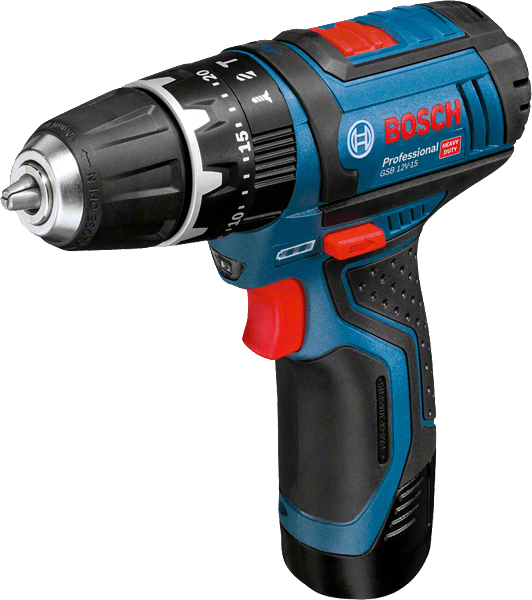 Miniatyrbild 1 av 5: Bosch GSB 10,8-2-LI Professional utan nyckel Svart, Blå, Röd
