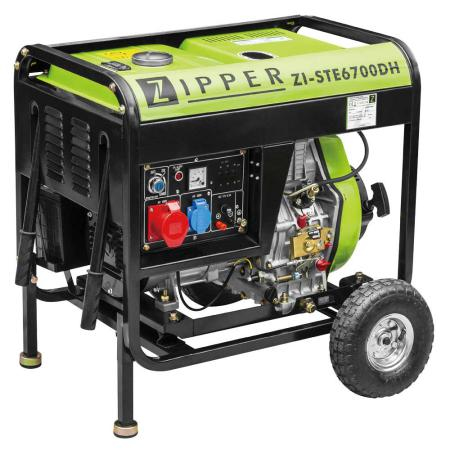 Zipper ZI-STE6700DH motor-generator 5700 W 12,5 L Diesel Sort, Lysegrøn