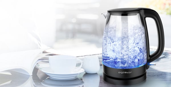 Aigostar 30GOM vattenkokare 1,7 l 2200 W Svart, Transparent