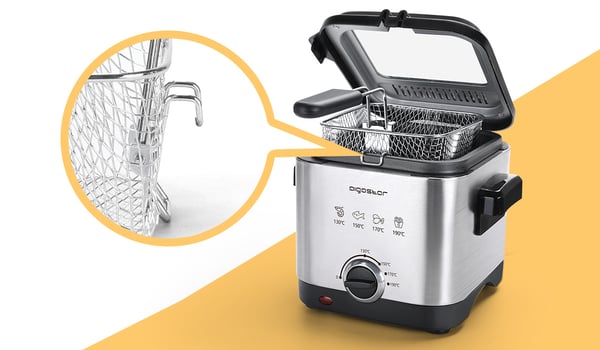 Aigostar 30IZD frituregryde Enkelt 1,5 L Enkeltstående 1000 W Sort, Rustfrit stål