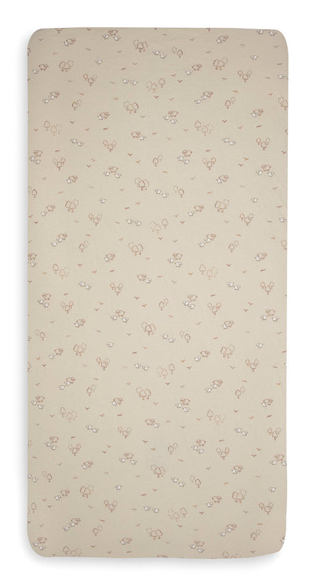 Jollein Jersey 75 x 150 cm Bomuld Beige Monteret krybbeark