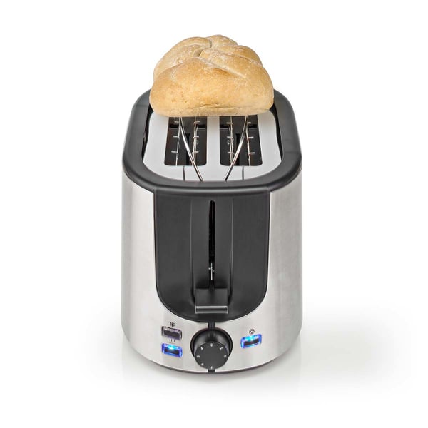 Miniatyrbillede 9 af 17: Nedis KABT300EAL brødrister 7 2 skive(r) 1000 W Aluminium, Sort