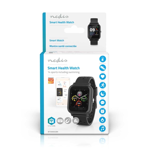 Nedis BTSW002BK Smartwatch og sportsur 3,56 cm (1.4") LCD Digital Sort