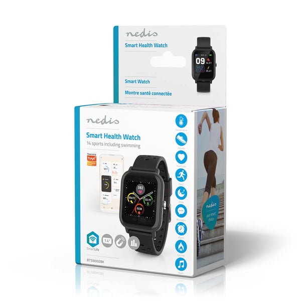 Nedis BTSW002BK Smartwatch og sportsur 3,56 cm (1.4") LCD Digital Sort