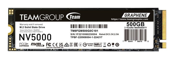 Team Group NV5000 500 GB M.2 PCI Express 4.0 NVMe 3D NAND Team Group NV5000 500 GB M.2 PCI Express 4.0 NVMe 3D NAND