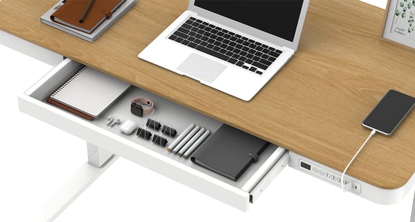 Miniatyrbillede 9 af 9: Tuckano Elektrisk højdejusterbart skrivebord ET119W-C hvid/egetræ