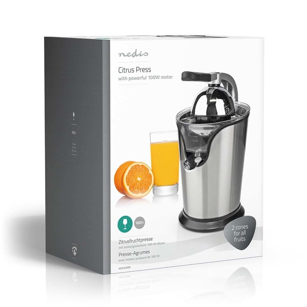 Nedis KAJC200SR juicepress Handdriven juicepress 100 W Aluminium, Svart