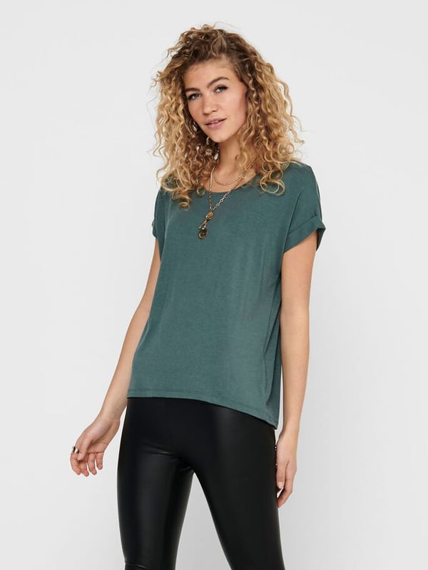ONLY 15106662 T-shirt Rund halsudskæring Kort ærme Elastin, Polyester, Viskose