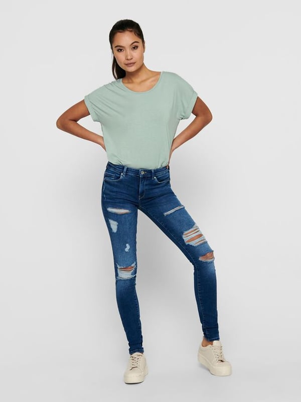 ONLY 15106662 T-shirt Rund halsudskæring Kort ærme Elastin, Polyester, Viskose