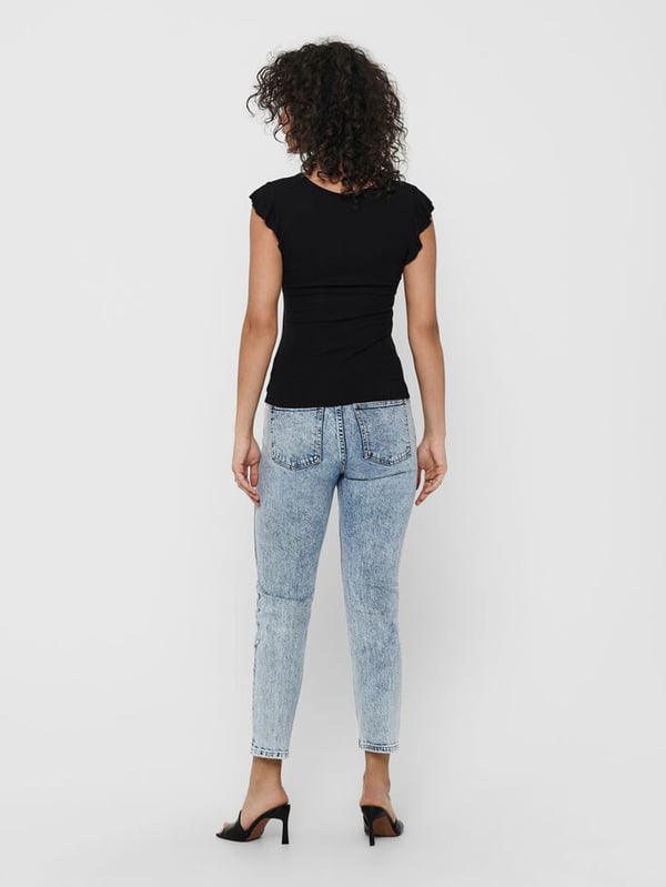 ONLY 15227187 Top (tøj) V-hals Kort ærme Elastin, Viskose