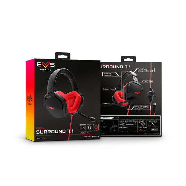 Energy Sistem ESG 4 Surround 7.1 Headset Kabel Huvudband Spela USB Type-A Svart, Röd