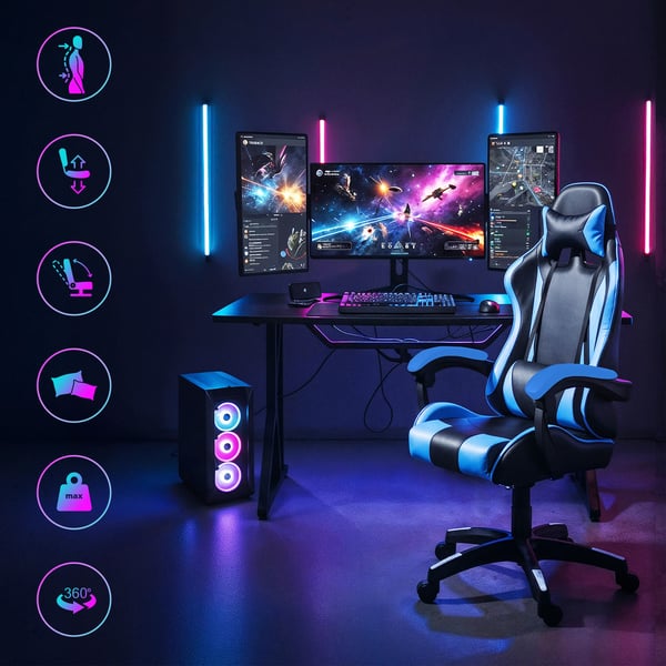 Miniatyrbillede 8 af 9: Extralink Gaming | Gaming chair | office chair, swivel, juodas and mlynas, G-523