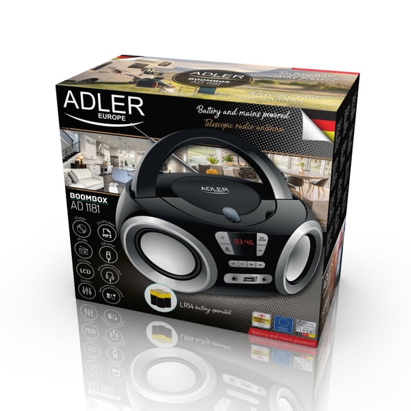 Miniatyrbillede 10 af 10: Adler AD 1181 CD-afspiller Sort, Sølv Bærbar CD-afspiller