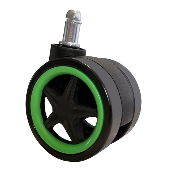 Miniatyrbillede 6 af 6: LC-Power LC-CASTERS-8BG-DRIFT kontor- & computerstol del Sort, Grøn Plast, Gummi Castorhjul