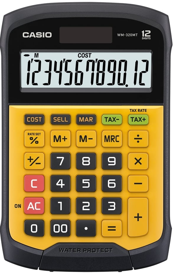 Casio WM-320MT laskin Tasku Näyttölaskin Musta, Keltainen