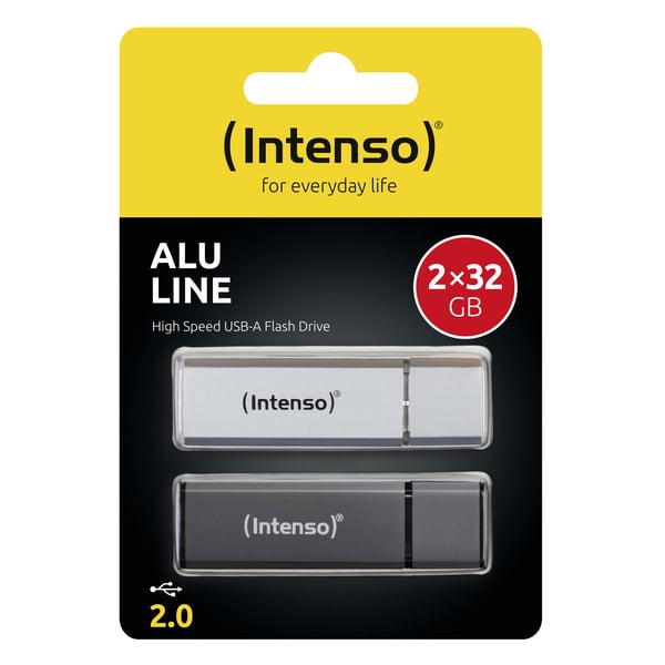 Intenso AluLine USB Drive 32GB Doppelpack 2x32GB - 32 GB USB-sticka USB Type-A 2.0 Antracit, Silver
