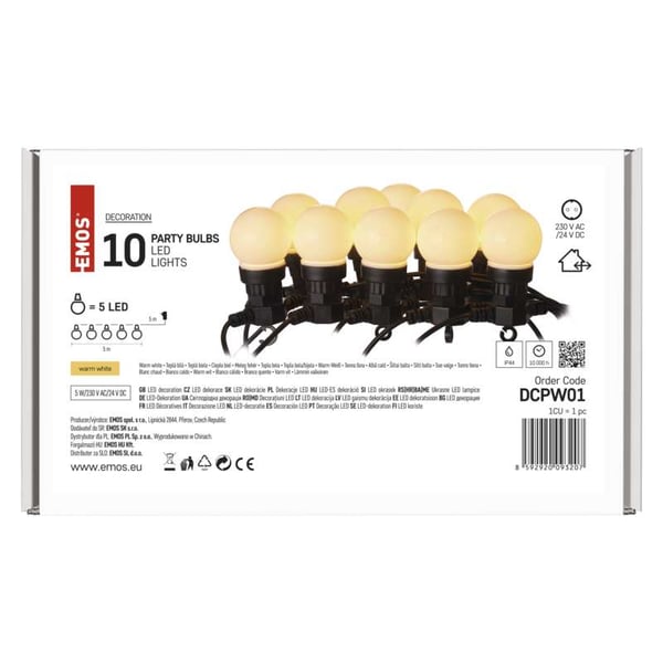 Emos DCPW01 dekorativ belysning Dekorativ lyskæde 10 pære(r ) LED 5 W