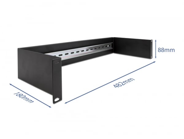Delock DIN-kiskopaneeli - Rack-asennettava - Musta - 1U - 48,3 cm (19\")