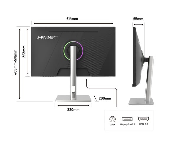 Miniatyrbillede 10 af 20: JAPANNEXT JN-I270FHD200F-HSP computerskærm 68,6 cm (27") 1920 x 1080 pixel Fuld HD LED Sølv