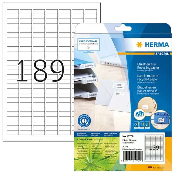Miniatyrbild 1 av 2: HERMA 10700 utskriftsbara etiketter