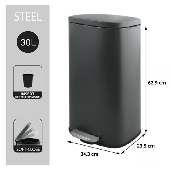 Miniatyrbild 7 av 9: MSV 10.21565 papperkorgar Rektangulär Stål Grå