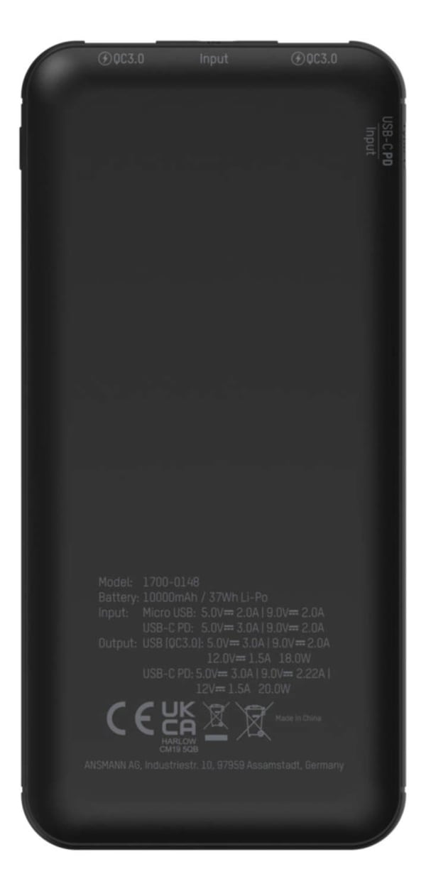 Miniatyrbild 8 av 12: Ansmann PB320PD 10000 mAh Svart