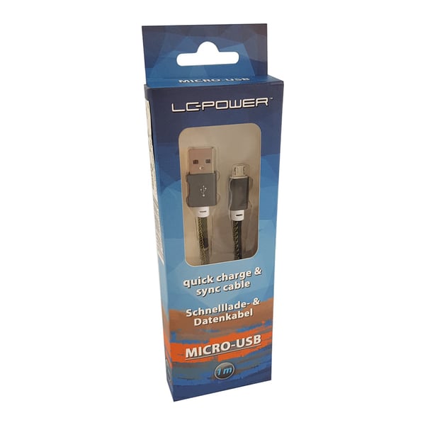 LC-Power LC-C-USB-MICRO-1M-5 USB-kablar USB A Micro-USB B Kamouflage, Grön