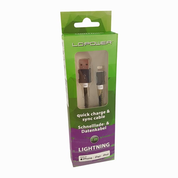 Miniatyrbillede 3 af 3: LC-Power LC-C-USB-LIGHTNING-1M-5 Lightning kabel Camouflage, Grøn